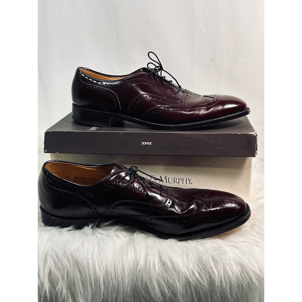 Johnston & Murphy Aristocraft Greenwich Burgundy Leather Wingtip Oxfords 13 2A‎